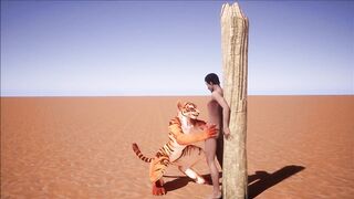 Furry domination animation (tiger suit)