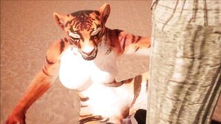 Furry domination animation (tiger suit)
