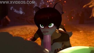 Furry gostosa mamando gostoso no pau