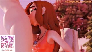 red-haired beauty gives a beautiful blowjob on the beach / 3D animation / more on the link Hentai