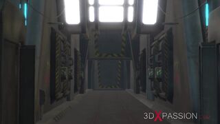 Sci-fi fuck system. Super busty cuffed girl and sex machine