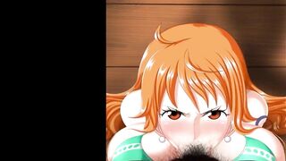 Nami swallowing a lot of