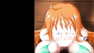 Nami swallowing a lot of