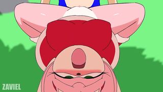 Super Thicc Asses Pink Hedgehog Sucks and Fucked Big Blue COCK