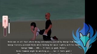 Pink Reiko (Hentai Game) night raw sex in the beach and a creampie ntr in public