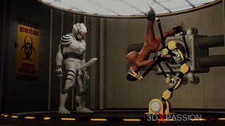 Extreme sex in restraints. Big tits beauty likes to be fucked hard