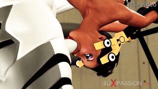 Extreme sex in restraints. Big tits beauty likes to be fucked hard