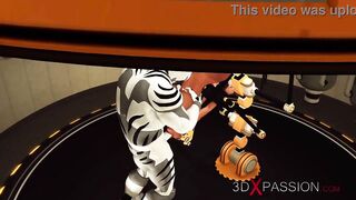 Extreme sex in restraints. Big tits beauty likes to be fucked hard