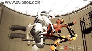 Extreme sex in restraints. Big tits beauty likes to be fucked hard