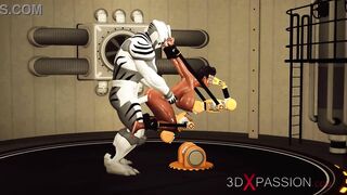 Extreme sex in restraints. Big tits beauty likes to be fucked hard