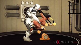 Extreme sex in restraints. Big tits beauty likes to be fucked hard