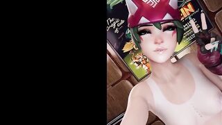 Overwatch Kiriko streaming from the elevator hentai
