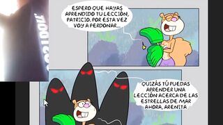Patricio enseñándole una lección a arenita comics hentai