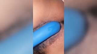 A teen girl testing on her new vibrator in the middle of the night.