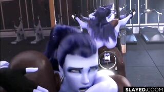 Widowmaker and heavy loads in the gym with BBC (Compilation) non-human & alien girl