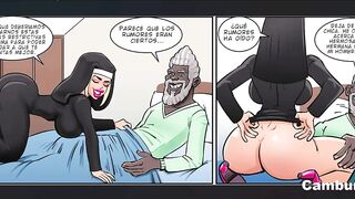 Horny Busty Nun Rides BBC - Receives Huge Load of Cum - Interracial Hentai