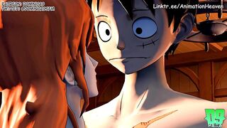 Nami teaches Luffy what sex feels like