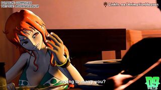 Nami teaches Luffy what sex feels like