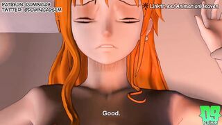 Nami Fucks Robin with Hugh Futa Cock