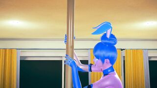 Blue Bunny dances and swallows for Mr. X
