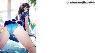 D.va gets full penetration in yoga swimsuit