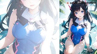 D.va gets full penetration in yoga swimsuit
