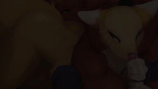 Renamon x Guilmon Pokemon Furry Yiff Hentai Animation by Zonkpunch