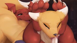 Renamon x Guilmon Pokemon Furry Yiff Hentai Animation by Zonkpunch