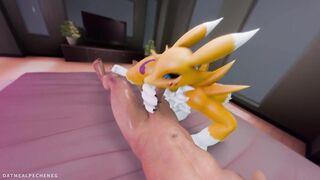 Furry stepmother Renamon having hard sex