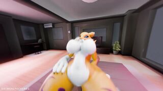Furry stepmother Renamon having hard sex