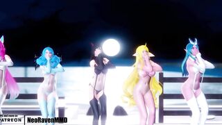 [MMD]CHUNG HA - Stay Tonight (Xayah/Gwen/Ahri/Soraka/Lulusa) [Clothed ver.]