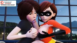 ELASTIGIRL MAKE SOMER FUN WITH HER GIRLFREND AND BIG DICK | INCREDIBLESS HENTAI ANIMATION 4K 60FPS