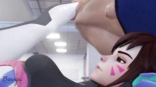 D.va with a personal trainer in gym