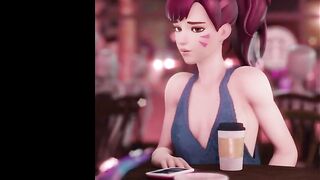 D.VA AND SOMBRA HAVE SOME FUN IN THE CAFE / OVERWATCH HENTAI STORY ANIMATION 60FPS