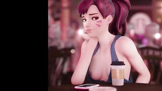 D.VA AND SOMBRA HAVE SOME FUN IN THE CAFE / OVERWATCH HENTAI STORY ANIMATION 60FPS