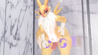 Renamon Anal Cumshot in the Shower - Pokemon 3D Hentai Animation