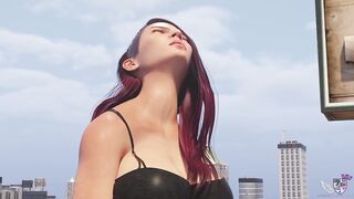 Giantess masturbates with city bus!