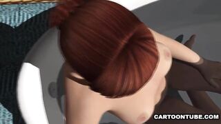 3D Brunette Gets Licked and Fucked