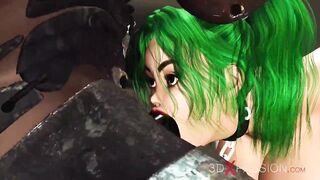 Sexy girl with big tits gets fucked hard by sci-fi monster