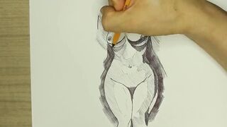 Easy drawing of  Stepsister's Nude Body