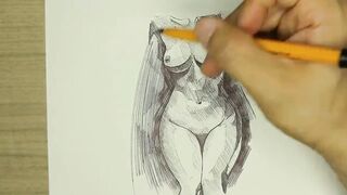 Easy drawing of  Stepsister's Nude Body