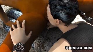 Sexy 3D Lesbian Licking a Black Babe's Pussy