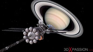 Hot blonde gets fucked by 3d alien dickgirls in space sation