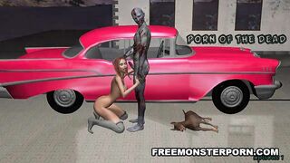 Busty 3D Redhead Gets Fucked by a Zombie