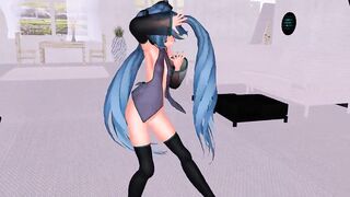 MMD Blue Hair Babe Pierced Tits Sex Toys Anal Squirt GV00186