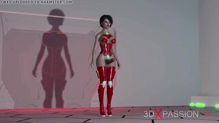 Sexy sci-fi android fucking hot horny girl in space station