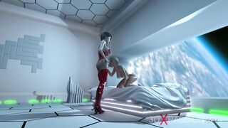 Sexy sci-fi android fucking hot horny girl in space station