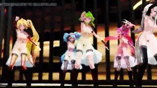 MMD vocaloids in transparent dresses