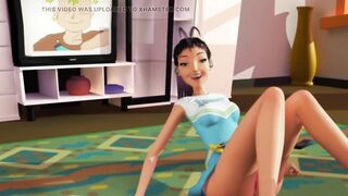 3DGSPOT - Horny Cheerleader Masturbates Her Tiny Pussy And Gets Two Orgams! 3D ANIMATION!