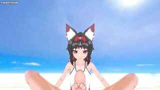 Nekomiya from Zenless Zone Zero Gives You A Footjob At The Beach Hentai POV